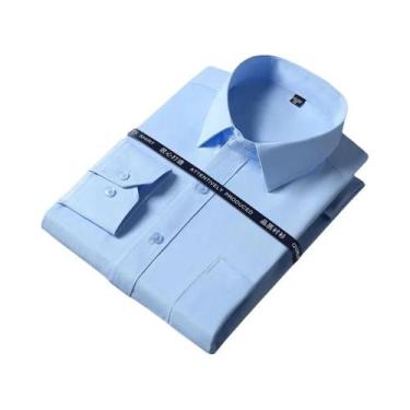 Imagem de Camisa Formal Masculina De Manga Longa, Cor Sólida, Para Escritório, C