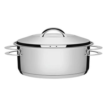 Imagem de Caçarola Solar Rasa Aço Inox 7 e 1 l 28 cm Fundo Triplo com Tampa em Aço Inox para Uso...