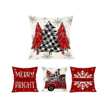 Imagem de Capas De Almofadas De Natal 4 Peças 45x45cm, Capas De Almofadas Decora