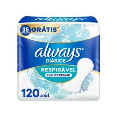 Imagem de Protetor Diário Always Sem Perfume Respirável - 120 Unidades