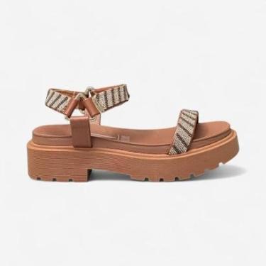 Imagem de Sandália Vizzano Papete Plataforma Com Strass Marrom-Feminino