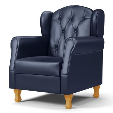 Imagem de Poltrona De Amamentação Com Pés De Madeira Lucy P04 Sintético Azul Marinho - Mpozenato