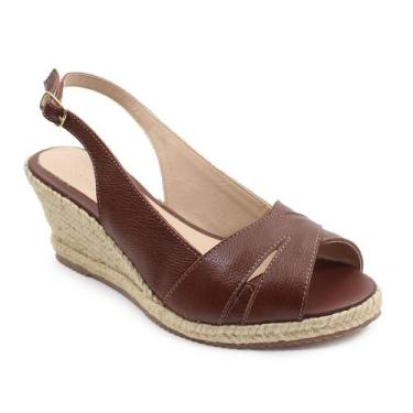 Imagem de Sandália Anabela com Salto de Corda Giovana Conhaque Cultha -, Conhaqu