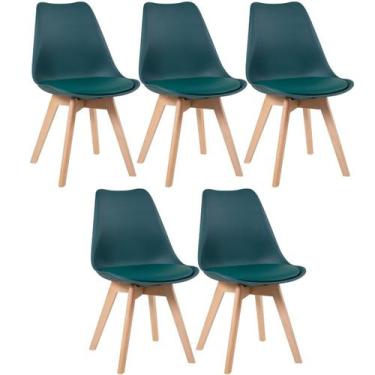 Imagem de Kit 5 Cadeiras Laráz Leda com Assento Estofado Verde escuro - Laraz
