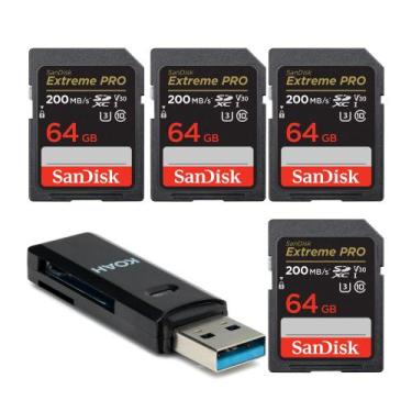 Imagem de SanDisk 64GB Extreme PRO 200MB/s UHS-I Cartão de Memória SDXC (Pacote 