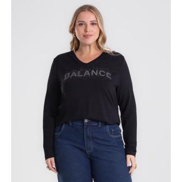 Imagem de Blusa Manga Longa Plus Size Secret Glam Preto, Plus G2, Preto