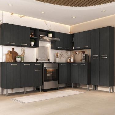 Imagem de Armário Cozinha Modulada Completa De Canto 432,5cmpequim Pop Multimóveis Mp3773 Preto