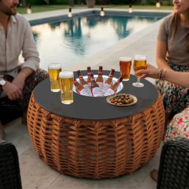 Imagem de Mesa De Centro Cervejeira Em Aço E Corda Náutica Terracota Harpia