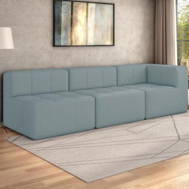 Imagem de Sofá Modulado Na Caixa 3 Lugares 231cm Espuma D33 Multimóveis CR45359 Azul Azul