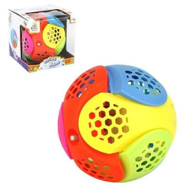 Imagem de Bola musical infantil super maluca colors com luz a pilha na caixa wb5