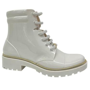 Imagem de Bota Coturno Petite Jolie Iggy Correntes Pj7173, Marfim, 33-34