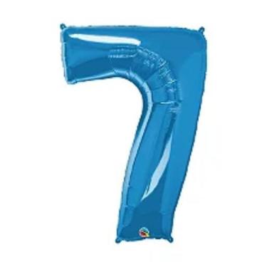 Imagem de Balão Metalizado Número 7 azul Safira - 34 (86 cm) - QUALATEX