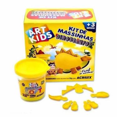 Imagem de Kit de Massinhas Dinossauros 150g 7 Peças Massa de Modelar Infantil Ac