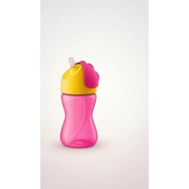 Imagem de Copo Infantil 300ml C/ Canudo Curvo Rosa-amarelo - Congratulations Sto