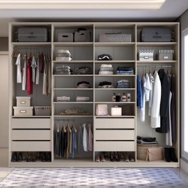 Imagem de Closet Casal 100% MDF BP 277cm 6 Gavetas Sion Bege - RR Móveis