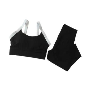 Imagem de Conjunto De Yoga Feminino: Top Esportivo E Calças Fitness Com Bolsos, 