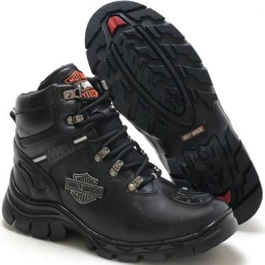 Imagem de Bota Coturno Harley Em Couro Com Proteção Motociclista Adventure - HD,
