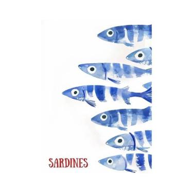 Imagem de Pôster De Lona Com Sardinha Azul, Estilo Mediterrâneo, Impressões De A