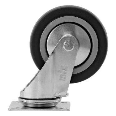 Imagem de Rodizio de borracha cinza pvc 100mm suporta ate 55kg 1pc mtx