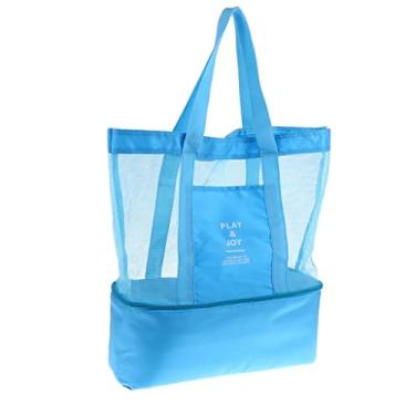 Imagem de Bolsa de Praia Telada Verão Mar Piscina Piquinique com Compartimento Térmico (Azul)