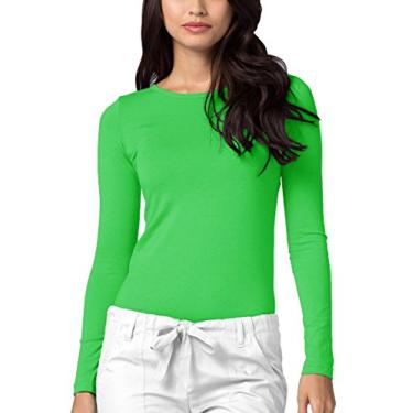Imagem de Adar Underscrubs para mulheres – Camiseta confortável de manga comprida, Neon Lime Green, XX-Small