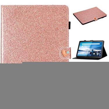 Imagem de CHAJIJIAO Capa ultrafina para Lenovo Tab M10 X605F X505 Glitter Pó Amor Fivela Horizontal Flip Capa de couro com suporte e compartimentos para cartões Capa traseira para tablet (Cor: Ouro rosa)
