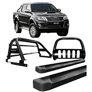 Imagem de Kit quebra mato +Estribo Plataf +Santo Ant DUPLO Hilux Preto