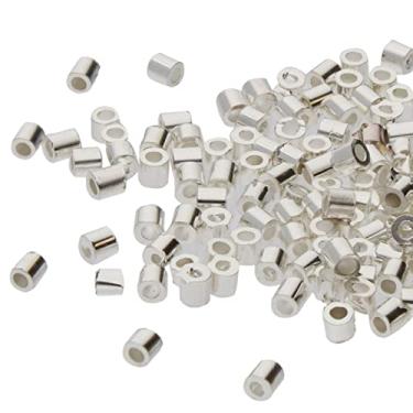Imagem de The Beadsmith Contas de crimpagem de tubos, 1,5 x 1,5 mm, 100 peças, cor prata, forma cilíndrica uniforme, sem bordas afiadas, projetadas para proteger as extremidades dos fios e cabos de bijuteria