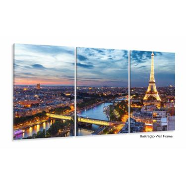 Imagem de Quadro Decorativo Paris Paisagem Em Tecido 3 Peças