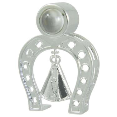 Imagem de Pingente Prata c/ Ródio Neo Crystal NSra. Aparecida com Ferradura 22x16mm
