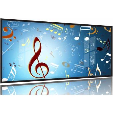 Imagem de Quadro Decorativo Notas Musicais 130x60 Moldura Preta 2x2