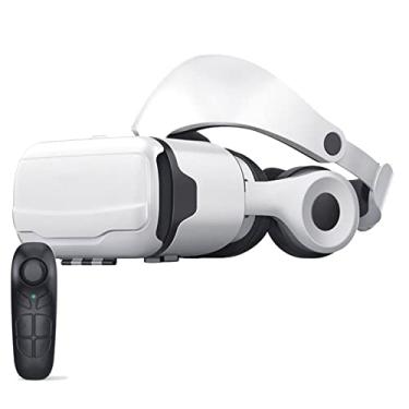 Imagem de Fone de ouvido VR, Jogo de smartphone de capacete de fone de ouvido 3D Goggles reais Vr Óculos realidade virtual para IMAX Filmes e jogos com controlador remoto (Color : D)