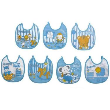 Imagem de Kit Babador Semaninha Felpudo Azul 7 Peças - Papi