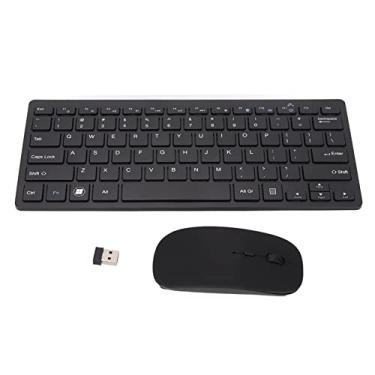 Imagem de Teclado sem fio 2.4G Mouse Combo, Mouse Combo Teclado 78 Teclas Preto Receptor USB para Tablet