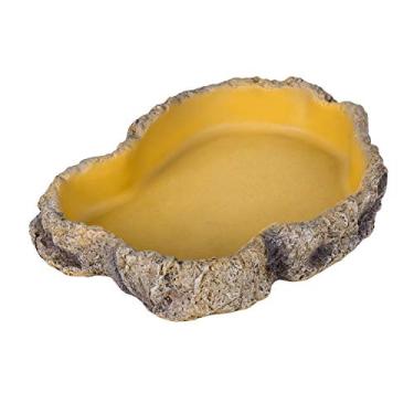 Imagem de Tigela de alimentação de comida grande réptil Reptizoo; tigela de água para terrário e comida para animais de estimação répteis, cobra, tartaruga, sapo, bola, Python, leopardo, Gecko, dragão com barba, tamanho grande 17,8 cm x 23,8 cm x 6,8 cm