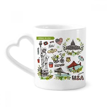 Imagem de Caneca de grafite Spring Liberty Casa Branca EUA Caneca de café cerâmica copo de coração de vidro