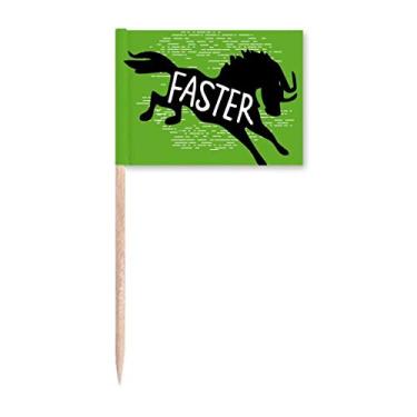 Imagem de Bandeira de palito de dente natural com contorno de animal de cavalo preto para decoração de festa