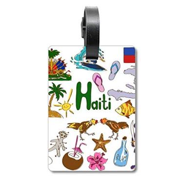Imagem de Haiti Landscap Animals Bandeira Nacional Maleta Etiqueta Cartão de Bagagem Pendurado Etiqueta Scutcheon, Multicolorido.