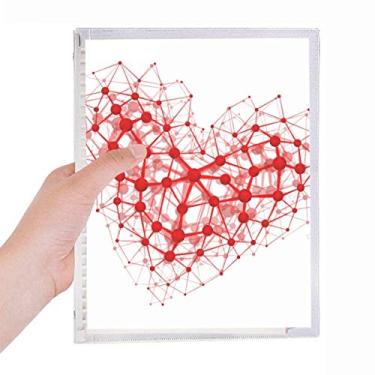 Imagem de Caderno de ilustração física com estrutura atômica vermelha, diário recarregável, papelaria