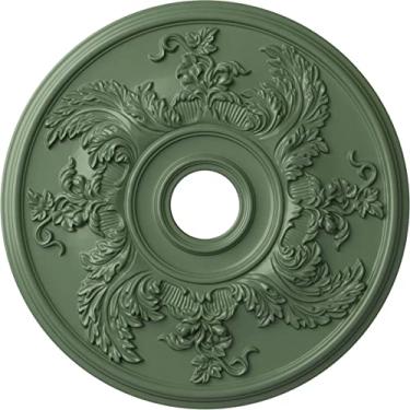 Imagem de Ekena Millwork CM23ACAMF Acanthus Medalhão de teto torcido, 23 5/8 OD x 4 5/8 ID x 1 7/8 P, Americana, 23 5/8"OD x 4 5/8"ID x 1 7/8"P (Fits Canopies up to 8 3/8"), Hand-Painted Athenian Green