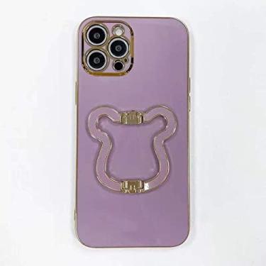 Imagem de Capa de telefone com suporte de urso de ouro de metal de luxo para Samsung Galaxy A53 A73 A33 A32 A51 A71 A 72 52 23 22 13 12 11 10 S Capa, XLA3, Roxo Cereja, Para A21 S