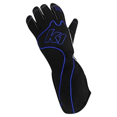 Imagem de K1 Race Gear Luvas de corrida de kart com ponto reverso RS1 (azul/preto, 4GG)