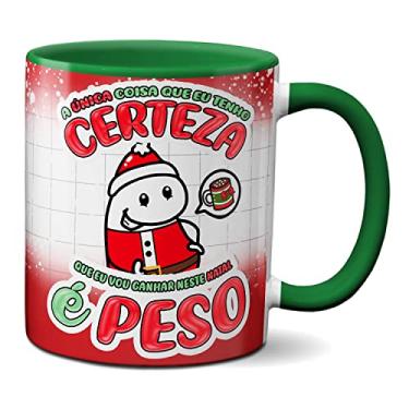 Imagem de Caneca Engraçada de Natal Certeza Que Vou Ganhar Peso (Verde)