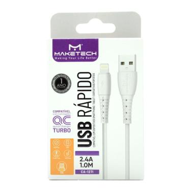 Imagem de Cabo Micro USB IOS Maketech CA 127I Branco 2.4A 1 Metro