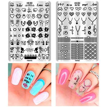 Imagem de Placa Para Carimbo De Unha Corações Dupla Face 082 Unhas De Mulher
