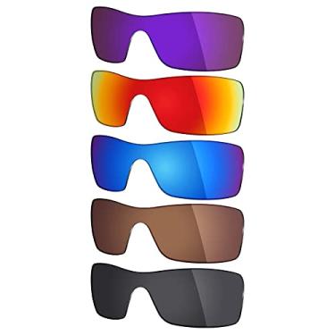 Imagem de 5 pares de lentes polarizadas de substituição da Mryok para óculos de sol Oakley Batwolf – Preto / Bronze Marrom / Azul Gelo/Vermelho Fogo / Roxo Plasma