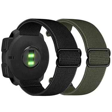 Imagem de Abanen Pulseiras elásticas de relógio de 22 mm para Garmin Instinct 3 de 45 mm/Instinct 2 Solar, pulseira ultraleve de nylon elástico macio para Instinct E de 45 mm/Crossover Solar (preto + verde)