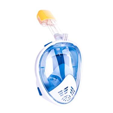 Imagem de Máscara de mergulho com snorkel Full Face BESPORTBLE, máscara de mergulho panorâmica de 180° com suporte para câmera, máscara de mergulho de silicone, equipamento de natação, antivazamento e antiembaçamento, sistema Dry Top, Azul-celeste, size 1