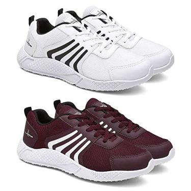 Imagem de Tênis Masculino Running Caminhada Modelo Esportivo - Branco/Vermelho - 37