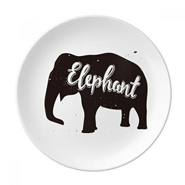 Imagem de Elefante preto e branco Placa de animal decorativa de porcelana Salver Prato de jantar